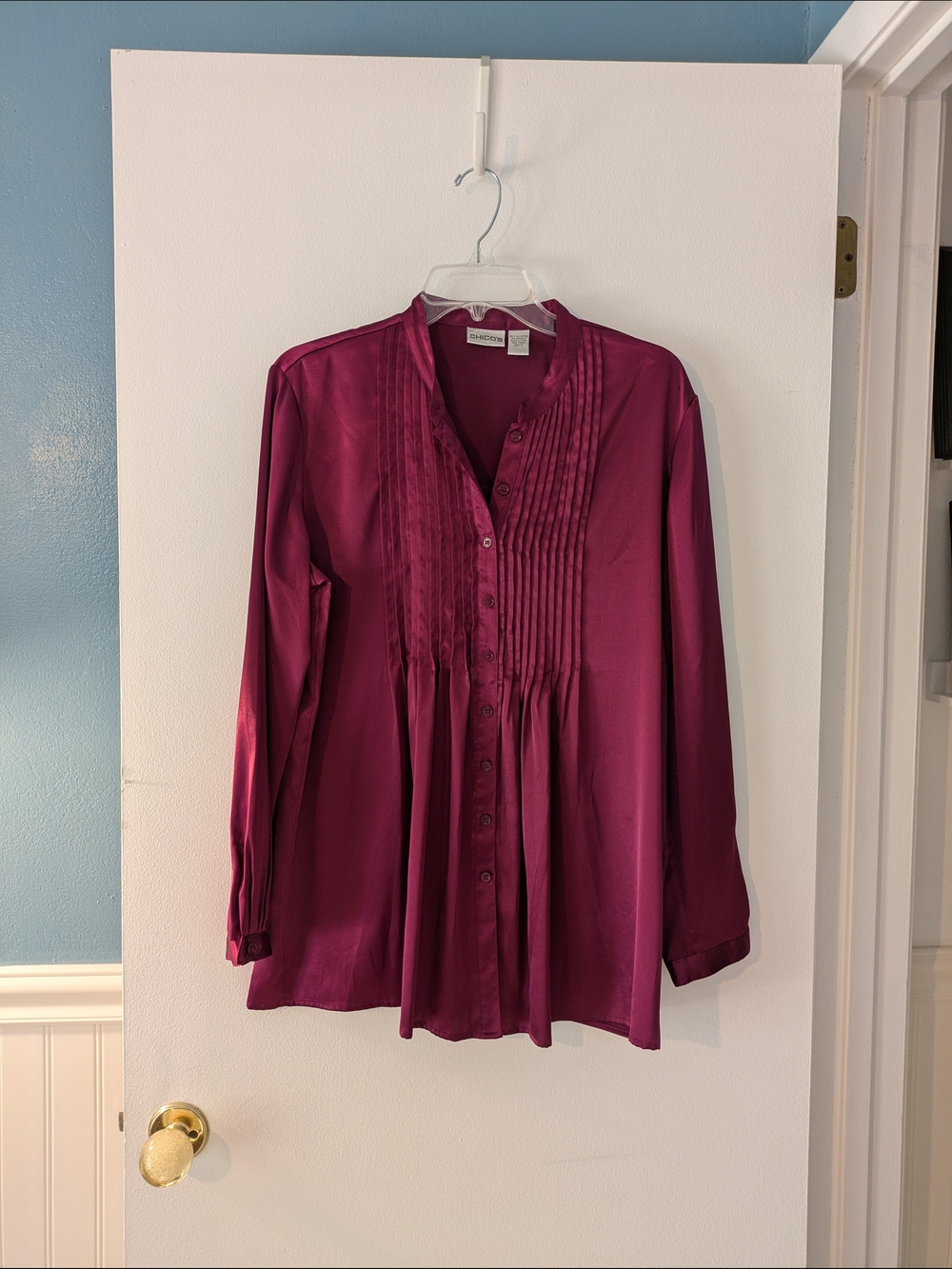 Chicos Women's Berry Pintuck Button-Front Blouse
